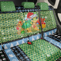 Micronesia Christmas Back Car Seat Cover with Santa Turtle Coral Reef and Holiday Ocean Pattern - Polynesian Pride