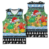Micronesia Christmas Basketball Jersey with Santa Turtle Coral Reef and Holiday Ocean Pattern - Polynesian Pride