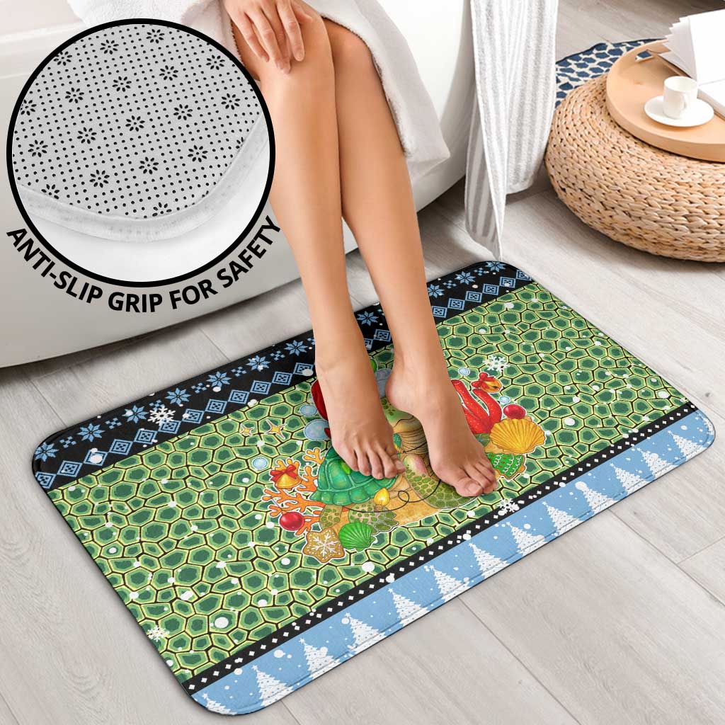 Micronesia Christmas Bathroom Set with Santa Turtle Coral Reef and Holiday Ocean Pattern - Polynesian Pride