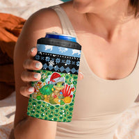Micronesia Christmas 4 in 1 Can Cooler Tumbler with Santa Turtle Coral Reef and Holiday Ocean Pattern - Polynesian Pride