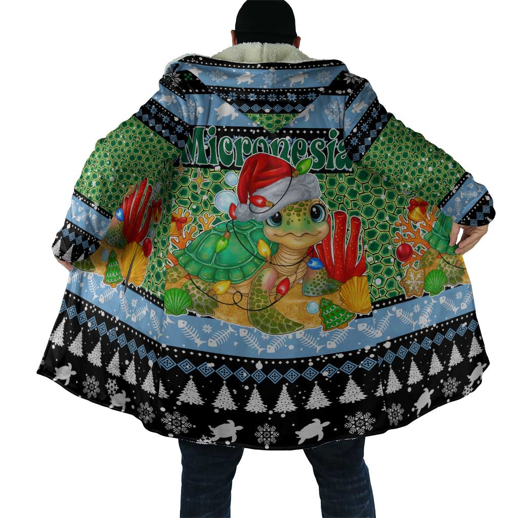 Micronesia Christmas Cloak with Santa Turtle Coral Reef and Holiday Ocean Pattern - Polynesian Pride