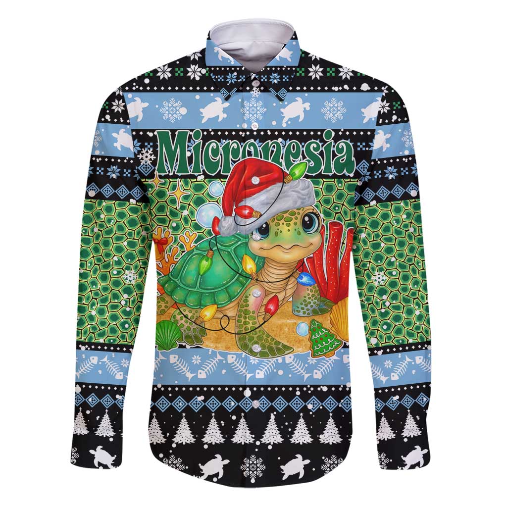 Micronesia Christmas Family Matching Puletasi and Hawaiian Shirt with Santa Turtle Coral Reef and Holiday Ocean Pattern - Polynesian Pride