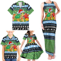 Micronesia Christmas Family Matching Tank Maxi Dress and Hawaiian Shirt with Santa Turtle Coral Reef and Holiday Ocean Pattern - Polynesian Pride