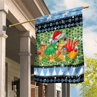 Micronesia Christmas Garden Flag with Santa Turtle Coral Reef and Holiday Ocean Pattern - Polynesian Pride