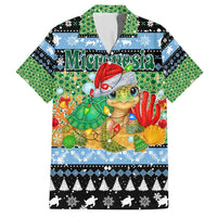 Micronesia Christmas Hawaiian Shirt with Santa Turtle Coral Reef and Holiday Ocean Pattern - Polynesian Pride
