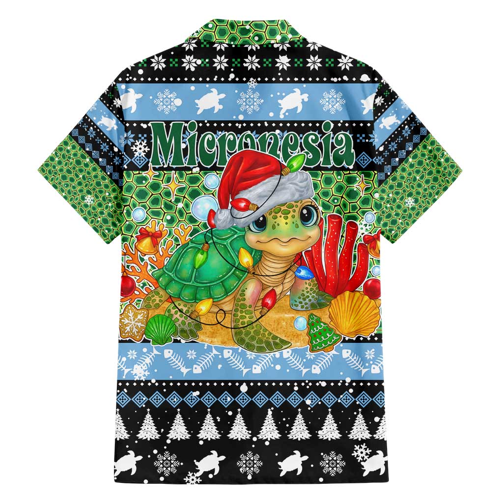 Micronesia Christmas Hawaiian Shirt with Santa Turtle Coral Reef and Holiday Ocean Pattern - Polynesian Pride