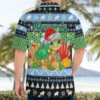 Micronesia Christmas Hawaiian Shirt with Santa Turtle Coral Reef and Holiday Ocean Pattern - Polynesian Pride