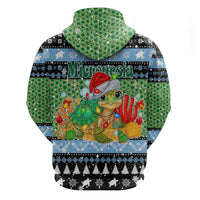 Micronesia Christmas Hoodie with Santa Turtle Coral Reef and Holiday Ocean Pattern - Polynesian Pride
