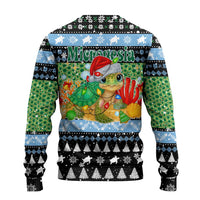 Micronesia Christmas Ugly Christmas Sweater with Santa Turtle Coral Reef and Holiday Ocean Pattern - Polynesian Pride