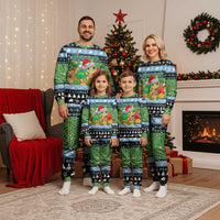 Micronesia Christmas Pajama Set with Santa Turtle Coral Reef and Holiday Ocean Pattern TS04 Men Black Green - Polynesian Pride