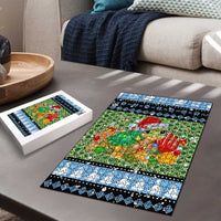 Micronesia Christmas Puzzle with Santa Turtle Coral Reef and Holiday Ocean Pattern - Polynesian Pride