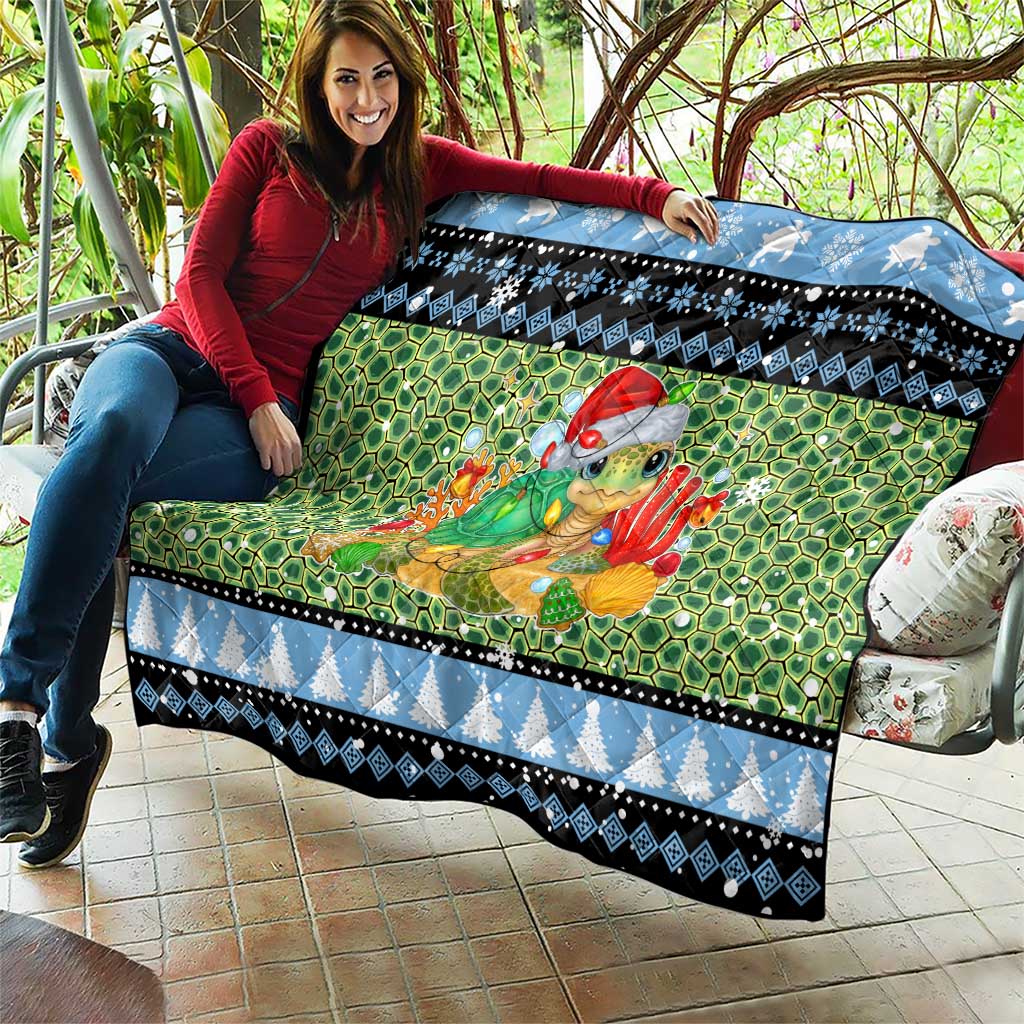 Micronesia Christmas Quilt with Santa Turtle Coral Reef and Holiday Ocean Pattern - Polynesian Pride