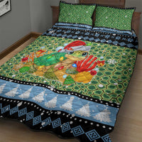 Micronesia Christmas Quilt Bed Set with Santa Turtle Coral Reef and Holiday Ocean Pattern - Polynesian Pride