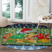 Micronesia Christmas Round Carpet with Santa Turtle Coral Reef and Holiday Ocean Pattern - Polynesian Pride