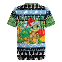 Micronesia Christmas Rugby Jersey with Santa Turtle Coral Reef and Holiday Ocean Pattern - Polynesian Pride