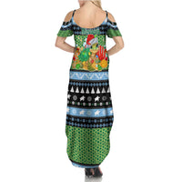 Micronesia Christmas Summer Maxi Dress with Santa Turtle Coral Reef and Holiday Ocean Pattern - Polynesian Pride