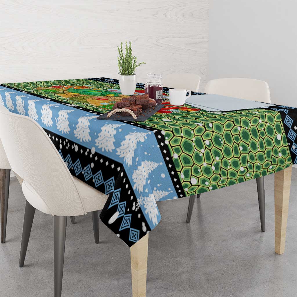 Micronesia Christmas Tablecloth with Santa Turtle Coral Reef and Holiday Ocean Pattern - Polynesian Pride