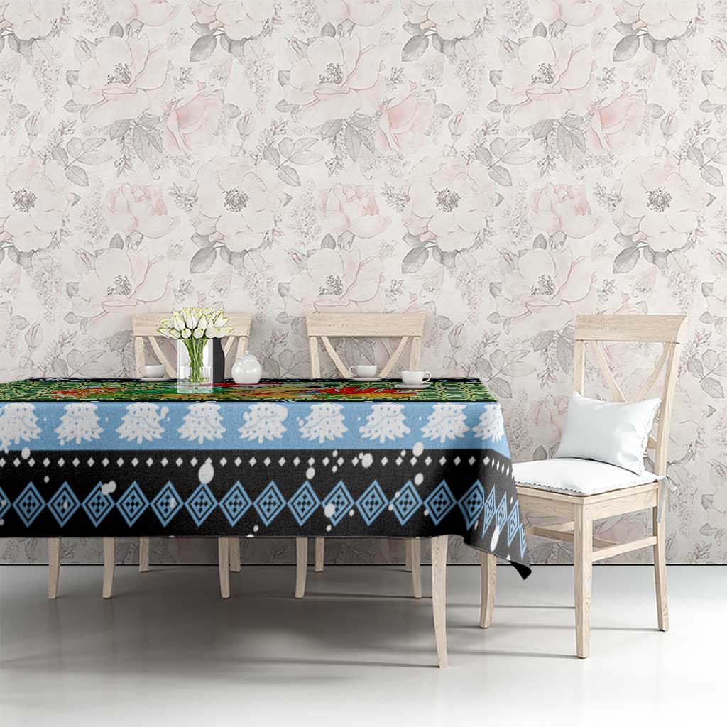 Micronesia Christmas Tablecloth with Santa Turtle Coral Reef and Holiday Ocean Pattern - Polynesian Pride