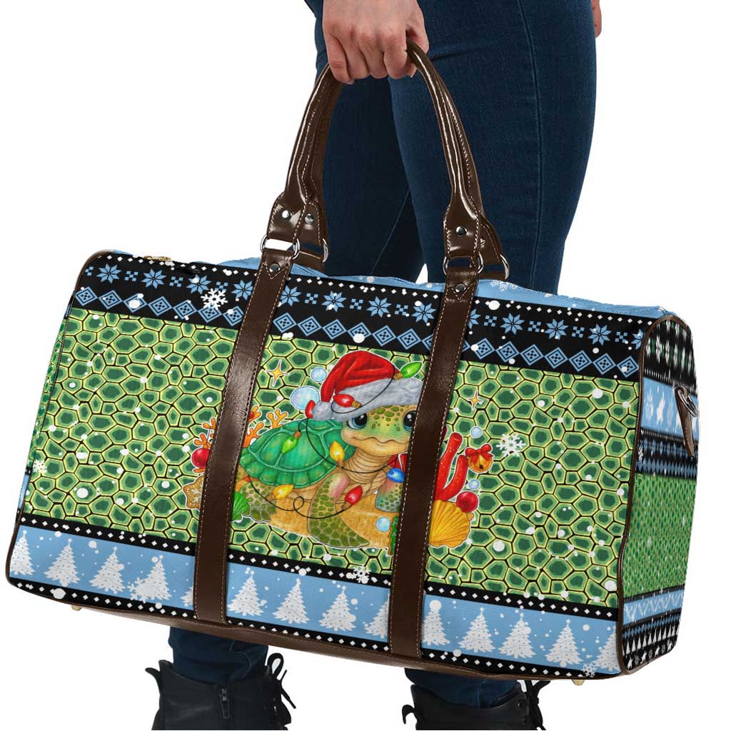 Micronesia Christmas Travel Bag with Santa Turtle Coral Reef and Holiday Ocean Pattern - Polynesian Pride