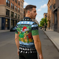 Micronesia Christmas Zipper Polo Shirt with Santa Turtle Coral Reef and Holiday Ocean Pattern - Polynesian Pride