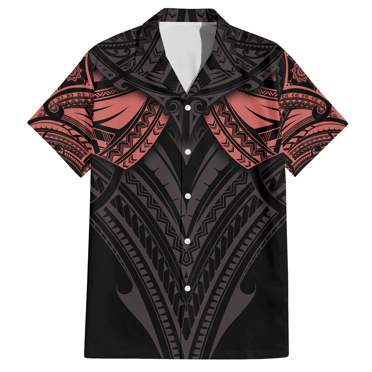 Feminine Polynesian Family Matching Tank Maxi Dress and Hawaiian Shirt Mandala Tattoo Style TS04 Dad's Shirt - Short Sleeve Black - Polynesian Pride