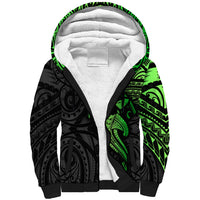 Polynesian Sherpa Hoodie Hammerhead Shark Tribal Pattern Black Green Version TS04 Unisex Black/Green - Polynesian Pride