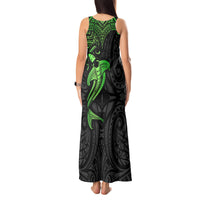 Polynesian Tank Maxi Dress Hammerhead Shark Tribal Pattern Black Green Version TS04 - Polynesian Pride