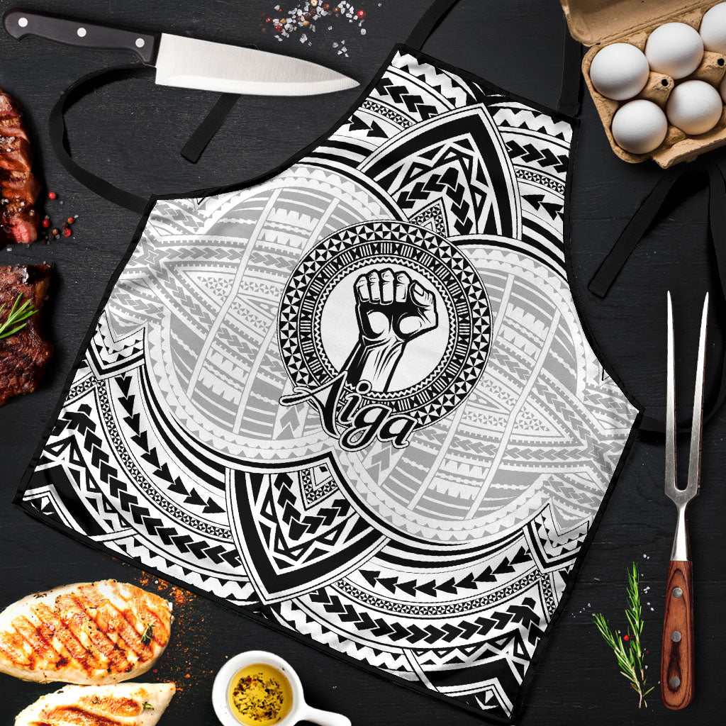 Aiga Samoa Raised Fist Apron Polynesian Tribal Tattoo Art Family Pride TS04 White Black - Polynesian Pride