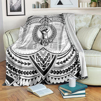 Aiga Samoa Raised Fist Blanket Polynesian Tribal Tattoo Art Family Pride TS04 White Black - Polynesian Pride