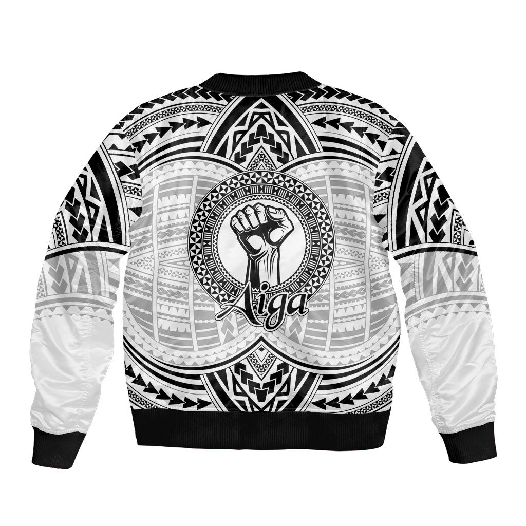 Aiga Samoa Raised Fist Bomber Jacket Polynesian Tribal Tattoo Art Family Pride TS04 - Polynesian Pride