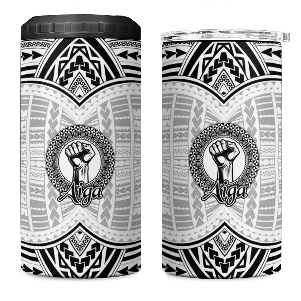 Aiga Samoa Raised Fist 4 in 1 Can Cooler Tumbler Polynesian Tribal Tattoo Art Family Pride TS04 One Size: 16 oz White Black - Polynesian Pride