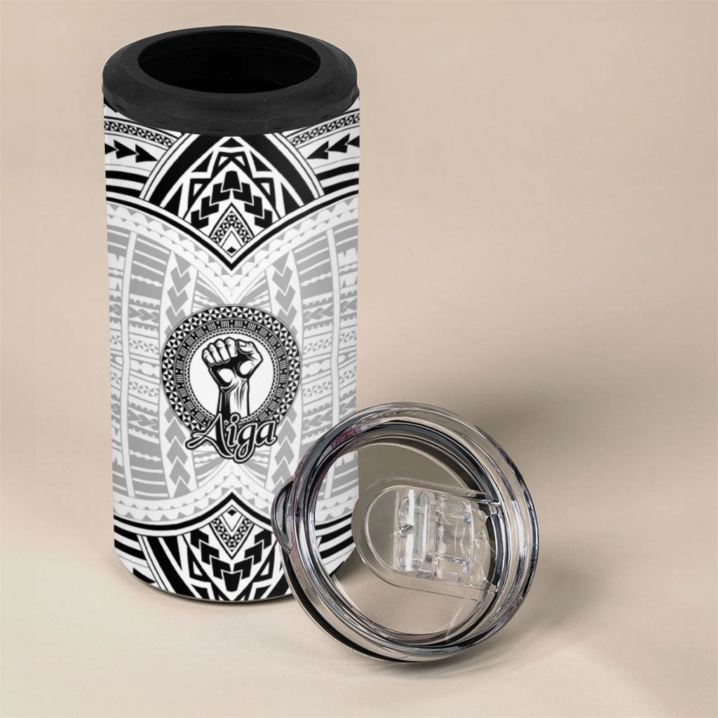 Aiga Samoa Raised Fist 4 in 1 Can Cooler Tumbler Polynesian Tribal Tattoo Art Family Pride TS04 - Polynesian Pride