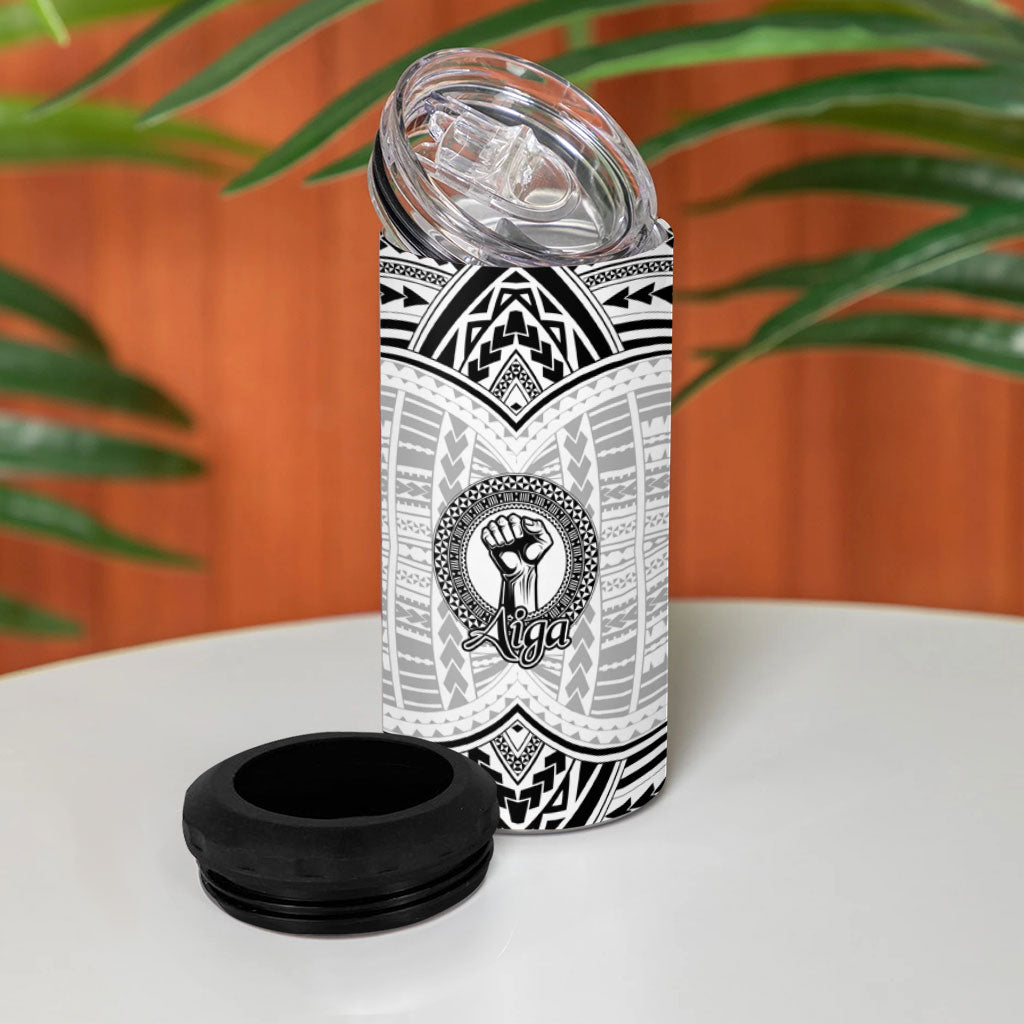 Aiga Samoa Raised Fist 4 in 1 Can Cooler Tumbler Polynesian Tribal Tattoo Art Family Pride TS04 - Polynesian Pride