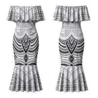 Aiga Samoa Raised Fist Couples Matching Mermaid Dress and Long Sleeve Button Shirt Polynesian Tribal Tattoo Art Family Pride TS04 - Polynesian Pride