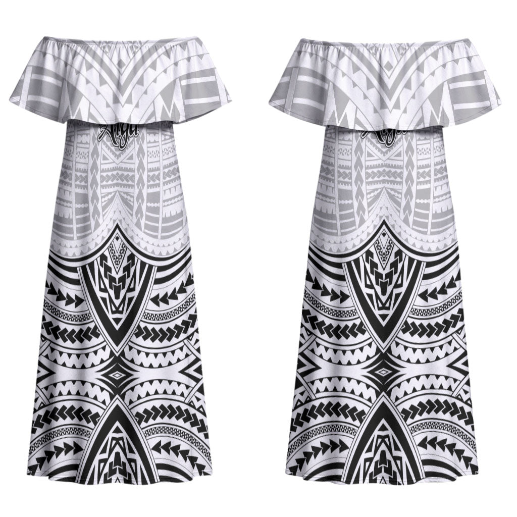 Aiga Samoa Raised Fist Couples Matching Off Shoulder Maxi Dress and Hawaiian Shirt Polynesian Tribal Tattoo Art Family Pride TS04 - Polynesian Pride