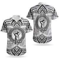 Aiga Samoa Raised Fist Couples Matching Summer Maxi Dress and Hawaiian Shirt Polynesian Tribal Tattoo Art Family Pride TS04 - Polynesian Pride