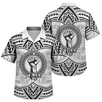 Aiga Samoa Raised Fist Family Matching Long Sleeve Bodycon Dress and Hawaiian Shirt Polynesian Tribal Tattoo Art Family Pride TS04 Son's Shirt White Black - Polynesian Pride