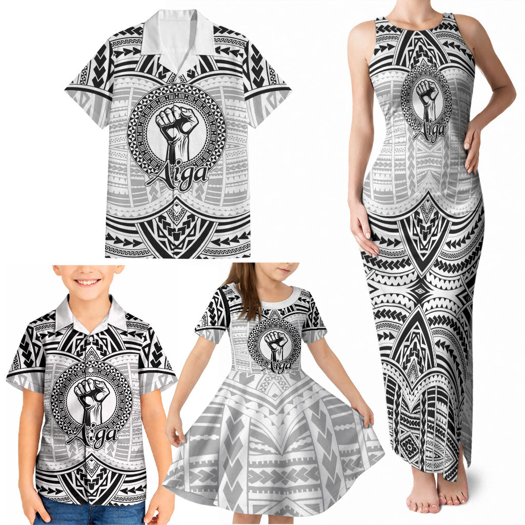 Aiga Samoa Raised Fist Family Matching Tank Maxi Dress and Hawaiian Shirt Polynesian Tribal Tattoo Art Family Pride TS04 - Polynesian Pride