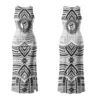 Aiga Samoa Raised Fist Family Matching Tank Maxi Dress and Hawaiian Shirt Polynesian Tribal Tattoo Art Family Pride TS04 Mom's Dress White Black - Polynesian Pride