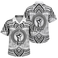 Aiga Samoa Raised Fist Family Matching Tank Maxi Dress and Hawaiian Shirt Polynesian Tribal Tattoo Art Family Pride TS04 Son's Shirt White Black - Polynesian Pride