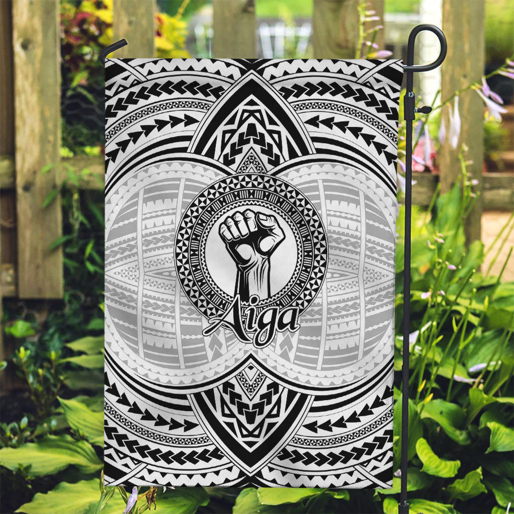 Aiga Samoa Raised Fist Garden Flag Polynesian Tribal Tattoo Art Family Pride TS04 Garden Flag White Black - Polynesian Pride