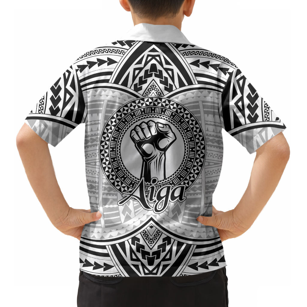 Aiga Samoa Raised Fist Kid Hawaiian Shirt Polynesian Tribal Tattoo Art Family Pride TS04 - Polynesian Pride