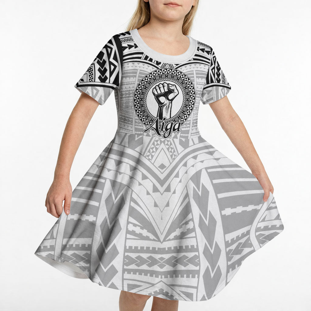 Aiga Samoa Raised Fist Kid Short Sleeve Dress Polynesian Tribal Tattoo Art Family Pride TS04 - Polynesian Pride