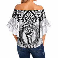 Aiga Samoa Raised Fist Off Shoulder Wrap Waist Top Polynesian Tribal Tattoo Art Family Pride TS04 - Polynesian Pride
