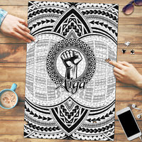 Aiga Samoa Raised Fist Puzzle Polynesian Tribal Tattoo Art Family Pride TS04 White Black - Polynesian Pride