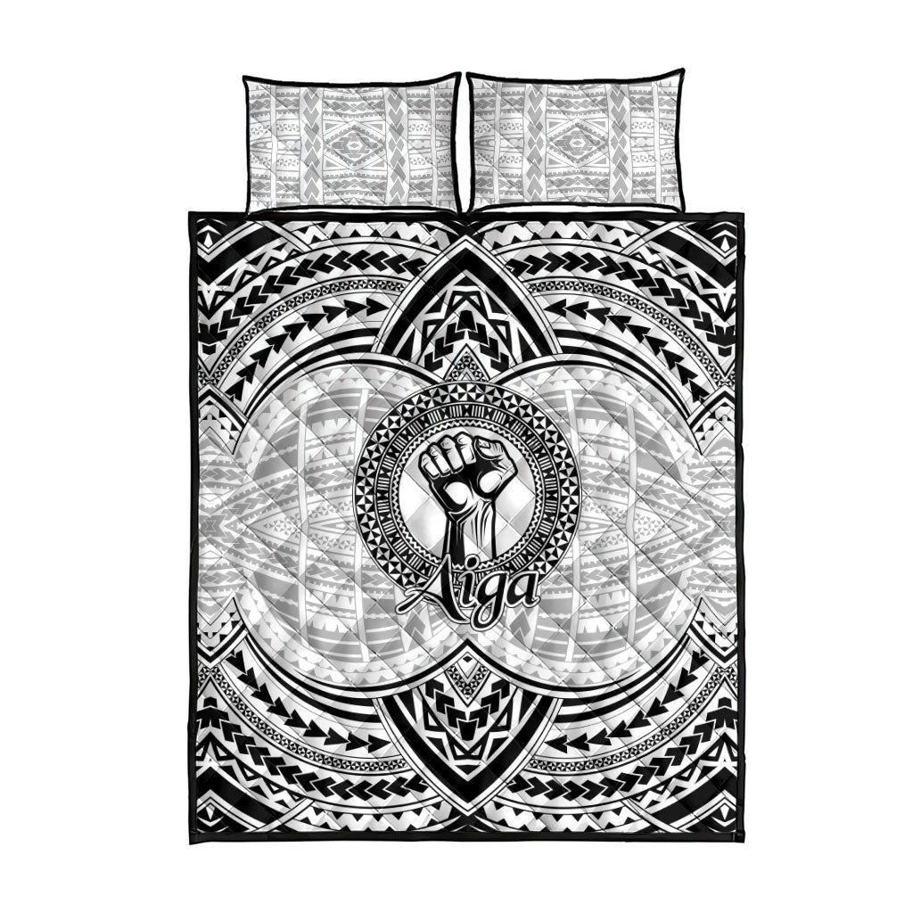 Aiga Samoa Raised Fist Quilt Bed Set Polynesian Tribal Tattoo Art Family Pride TS04 - Polynesian Pride