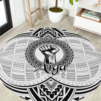 Aiga Samoa Raised Fist Round Carpet Polynesian Tribal Tattoo Art Family Pride TS04 White Black - Polynesian Pride