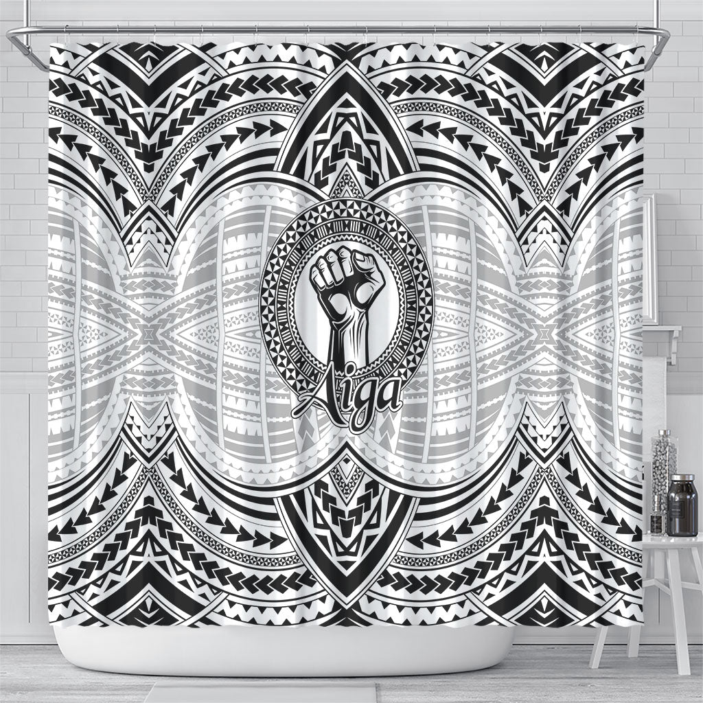 Aiga Samoa Raised Fist Shower Curtain Polynesian Tribal Tattoo Art Family Pride TS04 - Polynesian Pride