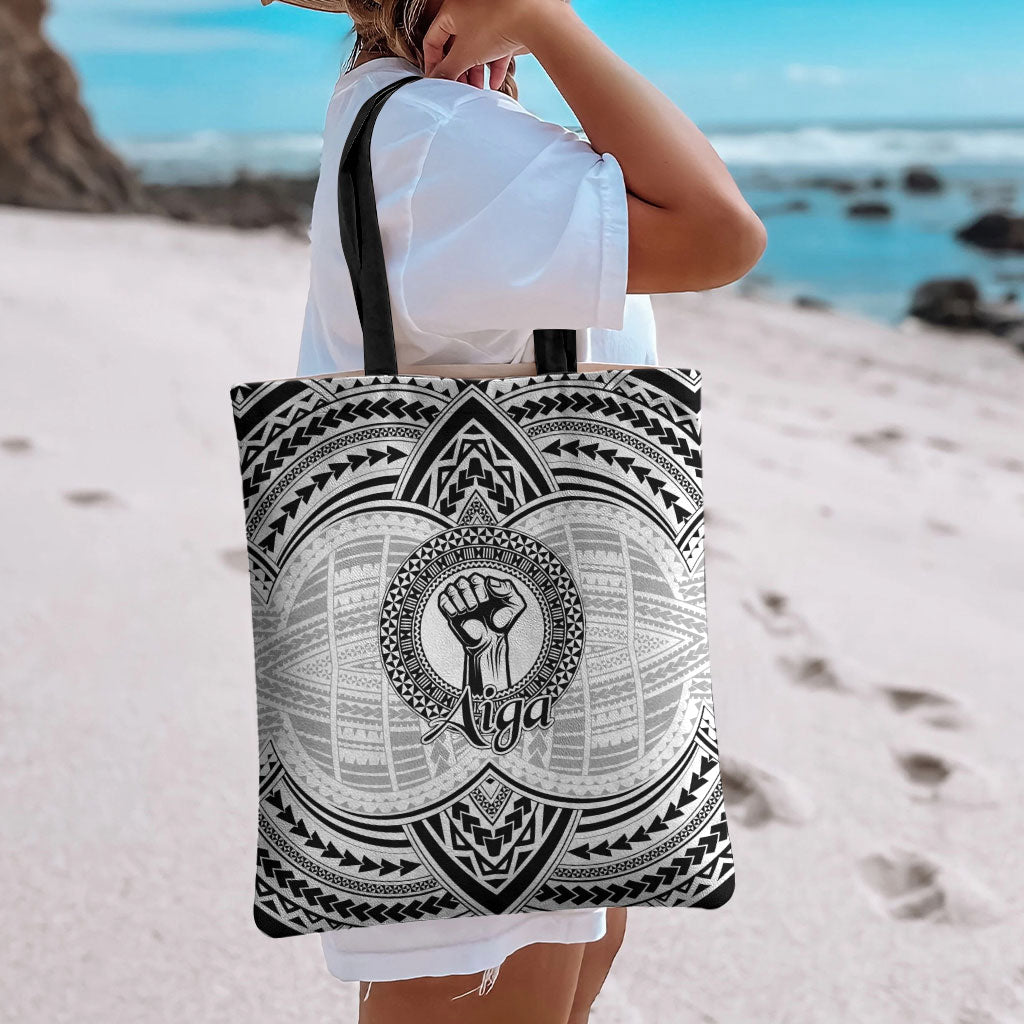 Aiga Samoa Raised Fist Tote Bag Polynesian Tribal Tattoo Art Family Pride TS04 - Polynesian Pride