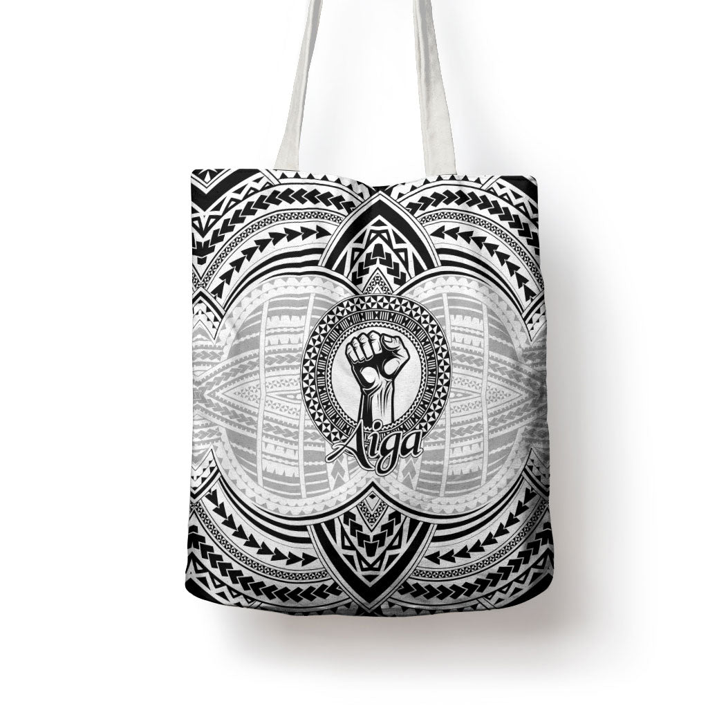 Aiga Samoa Raised Fist Tote Bag Polynesian Tribal Tattoo Art Family Pride TS04 - Polynesian Pride